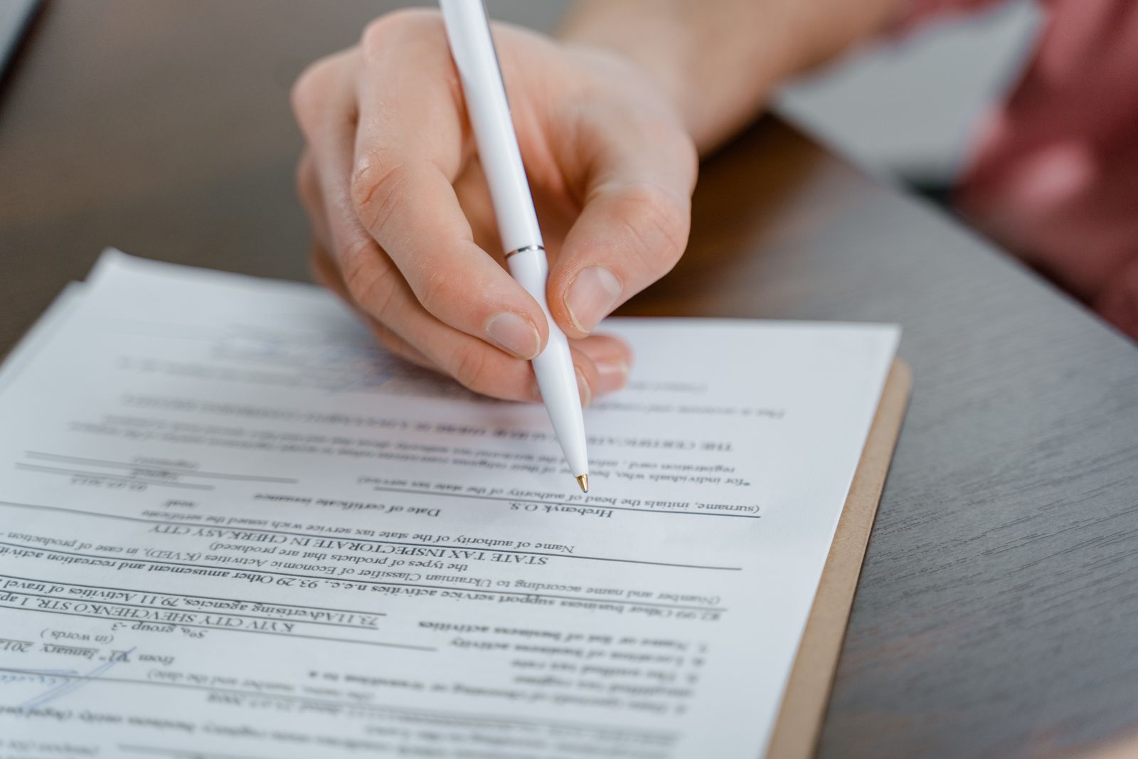 Reviewing loan documents at a table